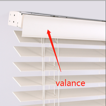 Flat valance faux wood blinds